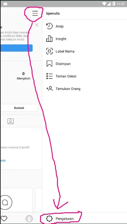 Select Settings / Settings Instagram