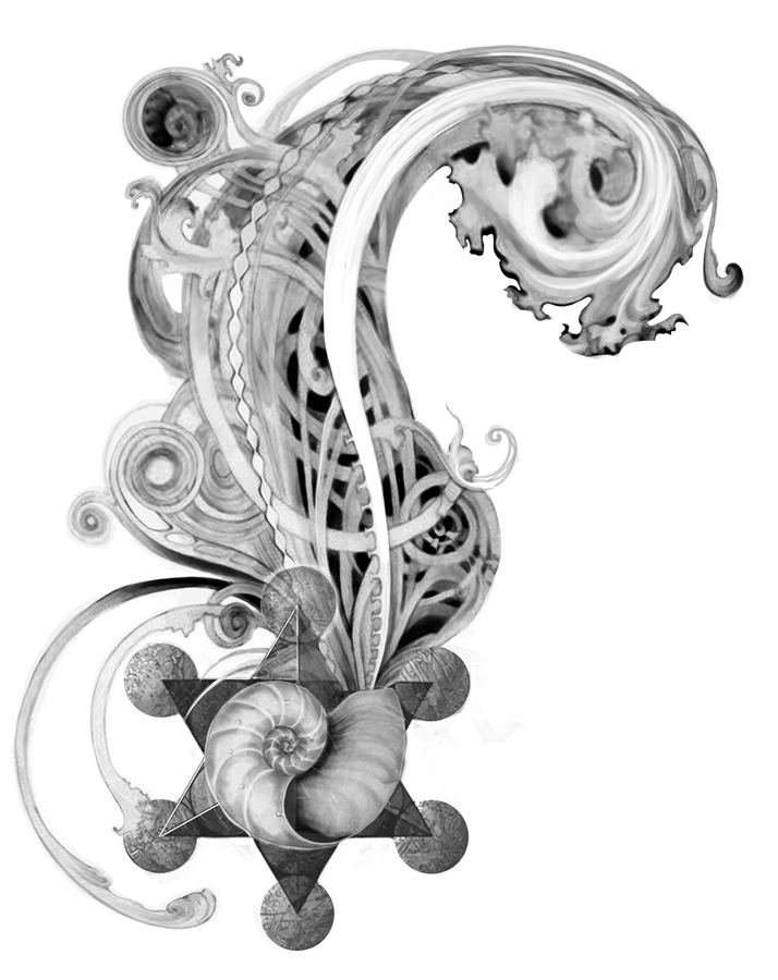 WIP of the tattoo version of the Nautilus Art Nouveau theme next stem is 