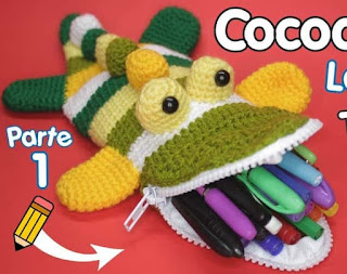 PATRON GRATIS ESTUCHE COCODRILO DE CROCHET 15451