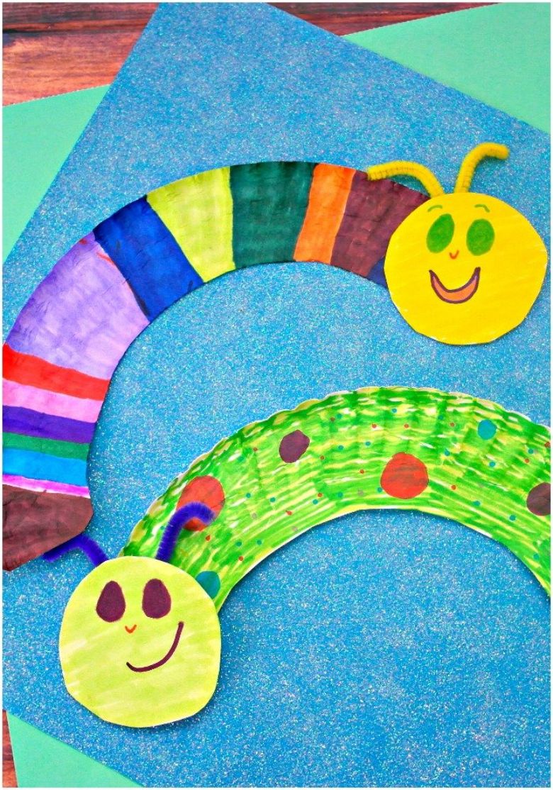 Paper plate caterpillars craft for preschoolers and toddlers