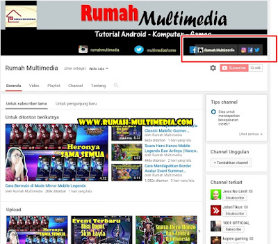 Cara Menambahkan Link di Header Youtube