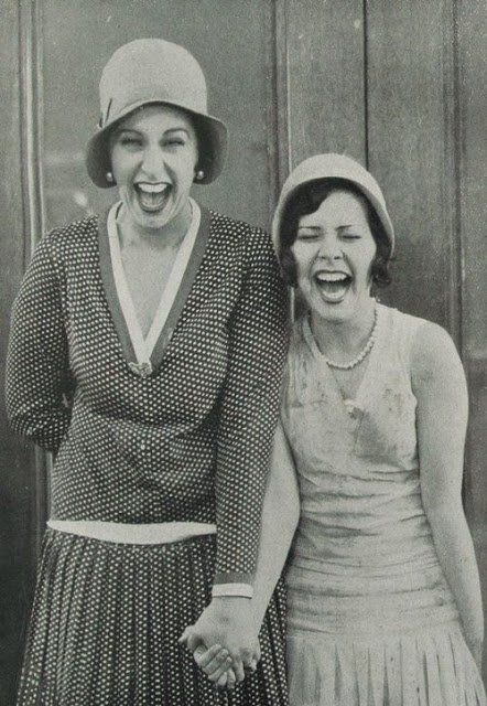 Two vintage ladies laughing