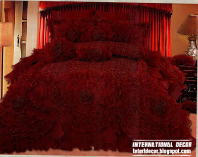 luxurious floral bedspread red model 2014