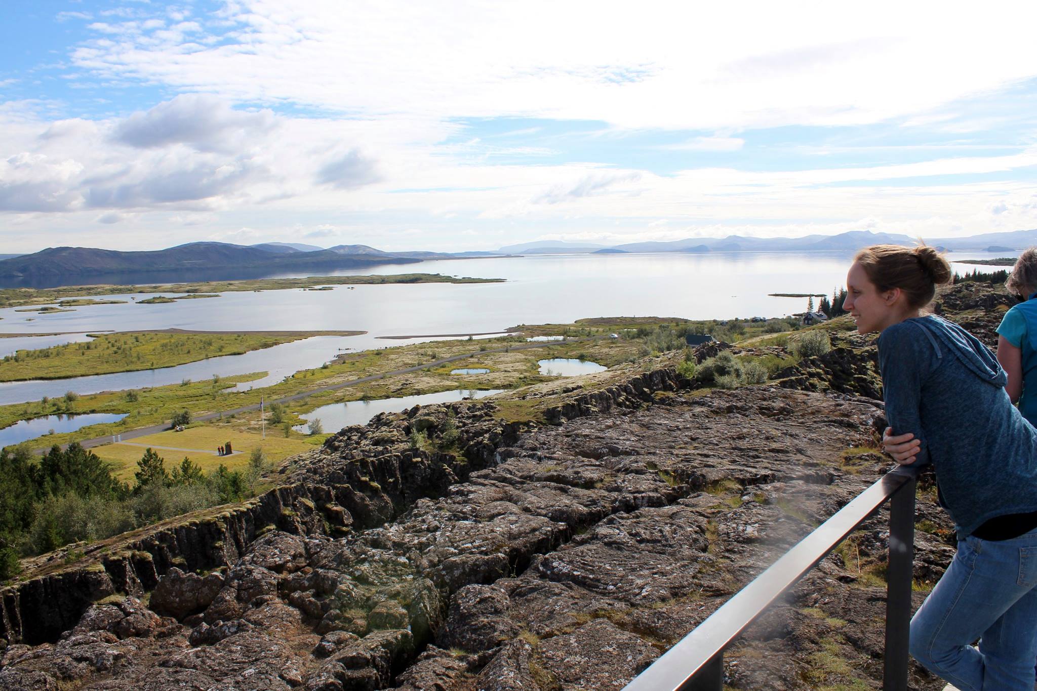 Þingvellir (Thingvellir) National Park where we could see the ridge separating two tectonic plates - North America and Europe.