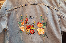 Embroidered, embellished denim jacket