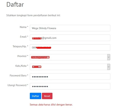 Formulir pendaftaran rajaview