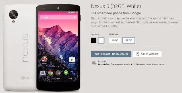 Google Nexus 5 officially in Indian Play Store 