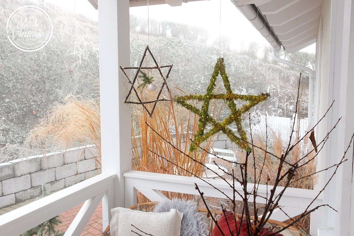 Sterne aus Zweigen und Ästen basteln - Weihnachtsdeko für draußen selber machen.