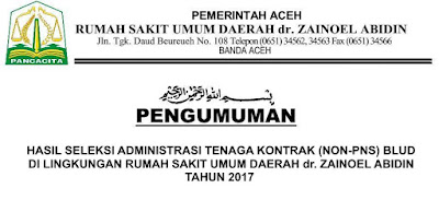 Hasil Sleksi Administrasi dr. ZAINOEL ABIDIN Tahun 2017