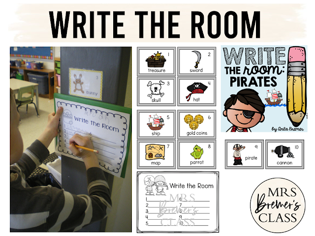 Write the Room centers year long bundle of scavenger hunt literacy activities for Kindergarten and First Grade