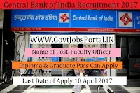 Central Bank of India Recruitment 2017– Faculty Vacancy