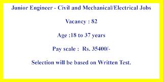 Junior Engineer - Civil and Mechanical/Electrical Jobs