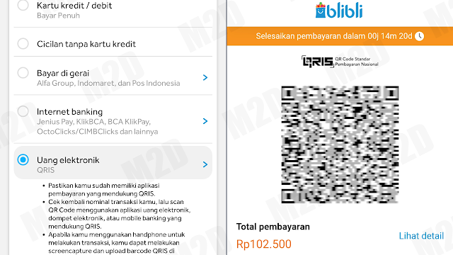 Metode pembayaran Blibli Uang elektronik → QRIS