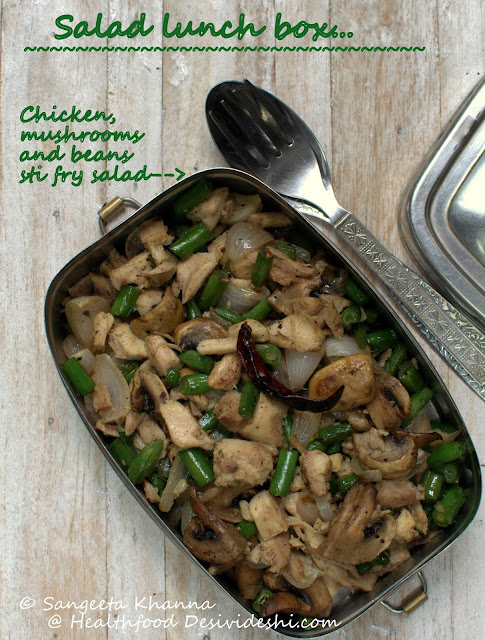 chicken and mushroom salad for lunch box