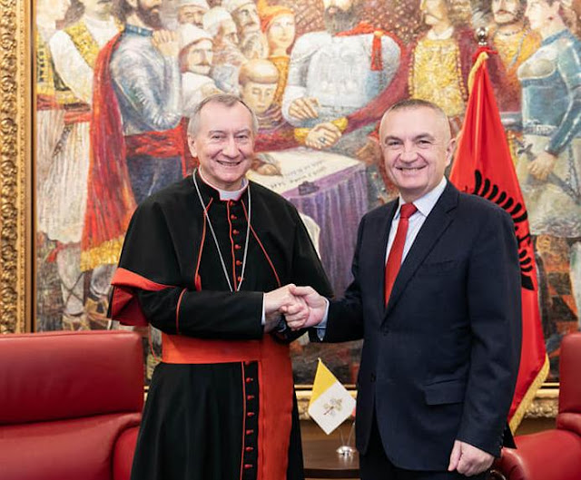 The Cardinal Pietro Parolin and Ilir Meta
