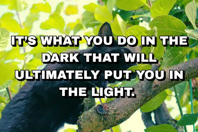 It’s what you do in the dark that will ultimately put you in the light.