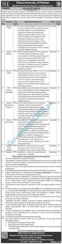 Virtual University Jobs 2022 - VU Blended Educational Project