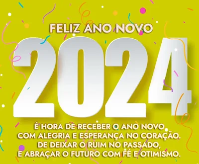 Mensagens Para Whatsapp Feliz Ano Novo 2024 Fundo Amarelo