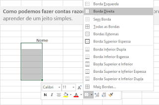 formatação de bordas de célula no Excel