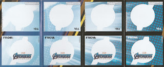 Back of the first four Marvel Avengers Endgame Valentines