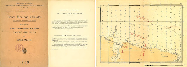 Libro “Bases Medidas Oficiales. Datos correspondientes a la base de Castro-Urdiales”, publicado por el Instituto Hidrográfico de La Marina en 1950.