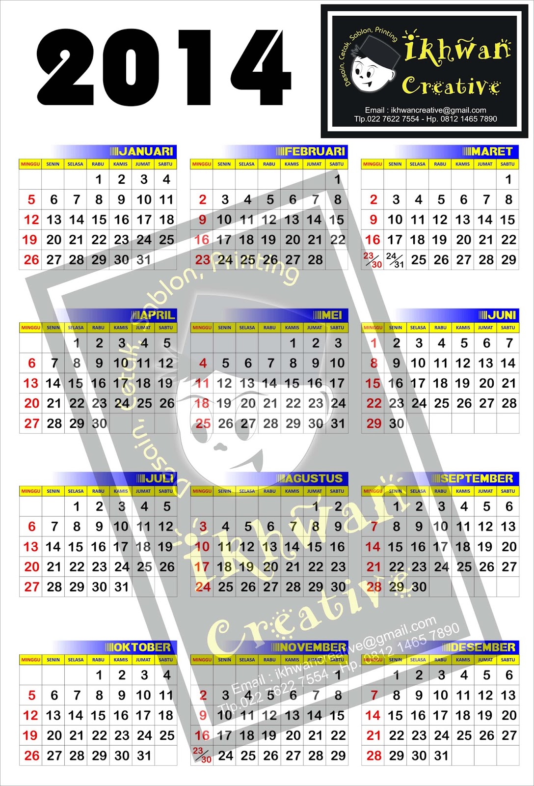 BANDUNG Paris van Java With Love: CETAK KALENDER GANTUNG 2015