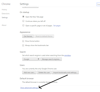 show advanced settings google chrome