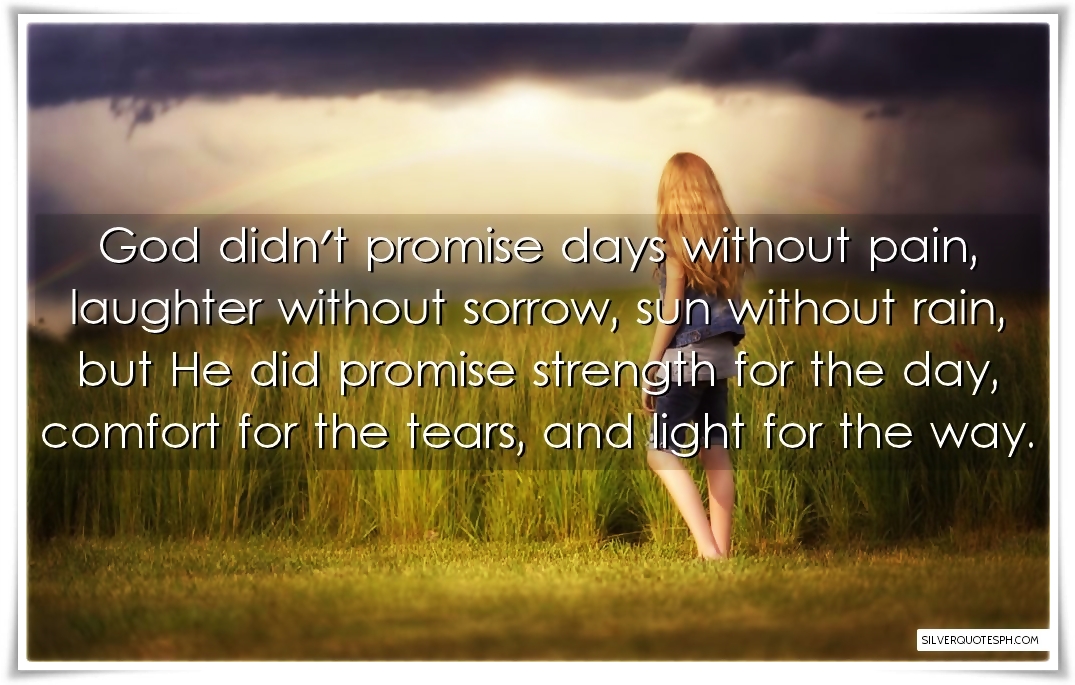 God Didn T Promise Days Without Pain Silver Quotes