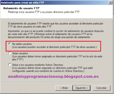 Aislamiento de usuario FTP