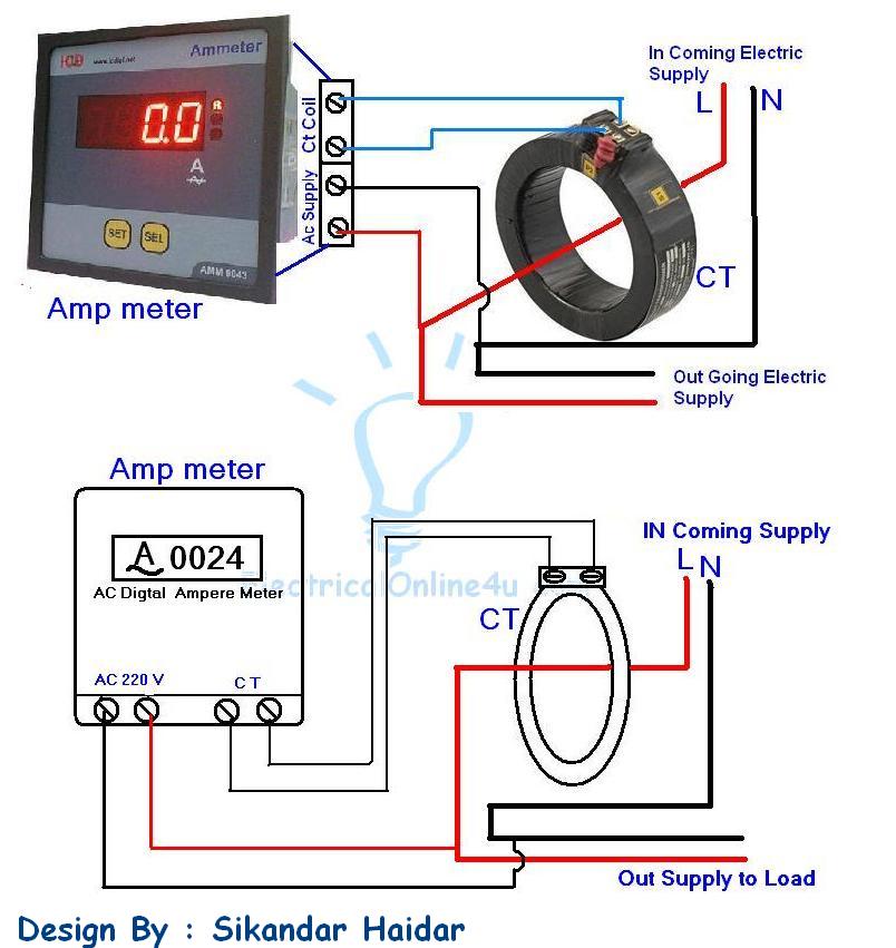 Digital Ammeter Wiring With Current Transformer - CT Coil - Electricalonline4u