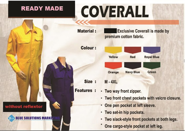 MADE IN MALAYSIA PROTECTIVE COVERALL WITH OR WITHOUT REFLECTOR