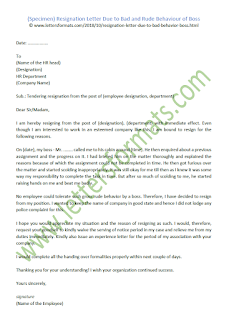 how to write a resignation letter due to hostile work environment