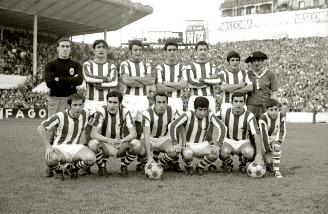 REAL SOCIEDAD DE FÚTBOL. Temporada 1968-69. Esnaola, Gorriti, Santamaría, Ormaechea, Arzac y Gaztelu. Urreisti, Urtiaga, Silvestre, Mendiluce y Arambarri. REAL SOCIEDAD DE FÚTBOL DE SAN SEBASTIÁN 4 ELCHE C. F. 1 Resultado eliminatoria: ELCHE CF 6 REAL SOCIEDAD DE FÚTBOL 4. Sábado 07/06/1969, 20:30 horas. Copa del Generalísimo, semifinal, partido de vuelta. San Sebastián, Guipúzcoa, estadio de Atocha. GOLES: 1-0: 30’, Urreisti. 1-1: 60’, Casco. 2-1: 72’, Silvestre, de penalti. 3-1: 81’, Urtiaga. 4-1: 87’, Silvestre.