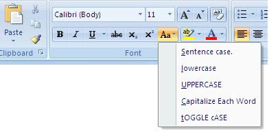 Types of Changing Case in MS Word 2007