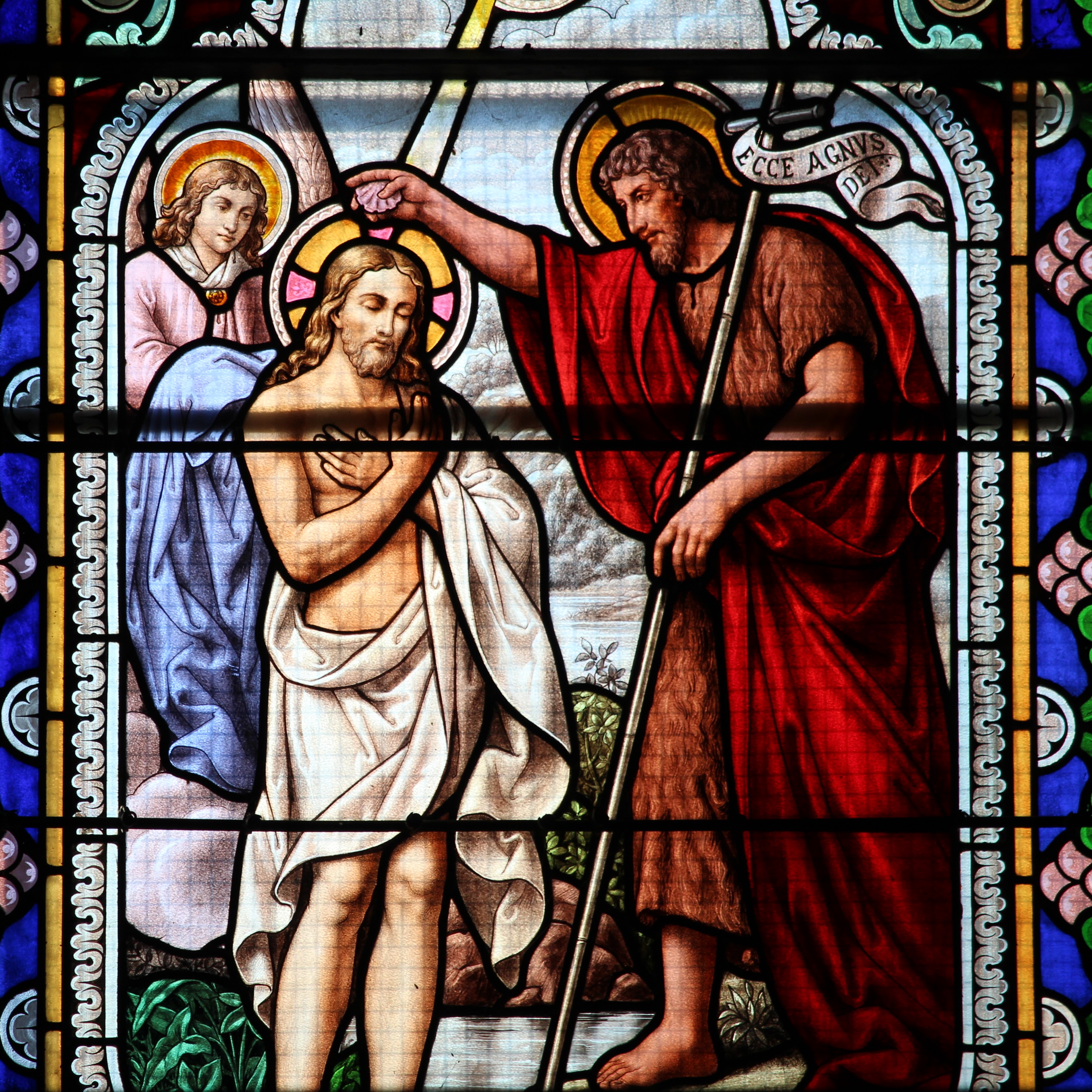 vitrail, église de la Talaudière - le baptême de Jésus @F.Defrade