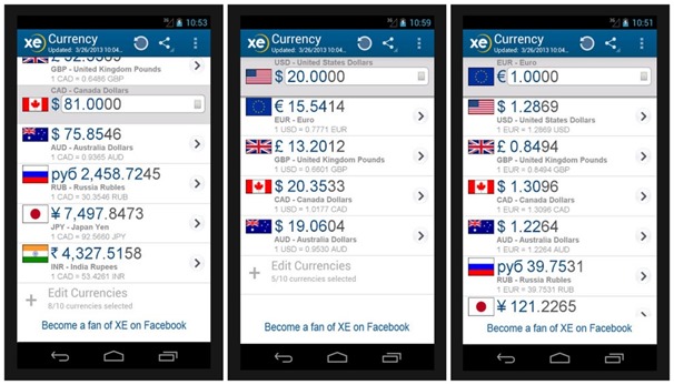 Xe Currency converter for business travlers