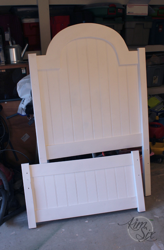Arched beadboard headboard footboard