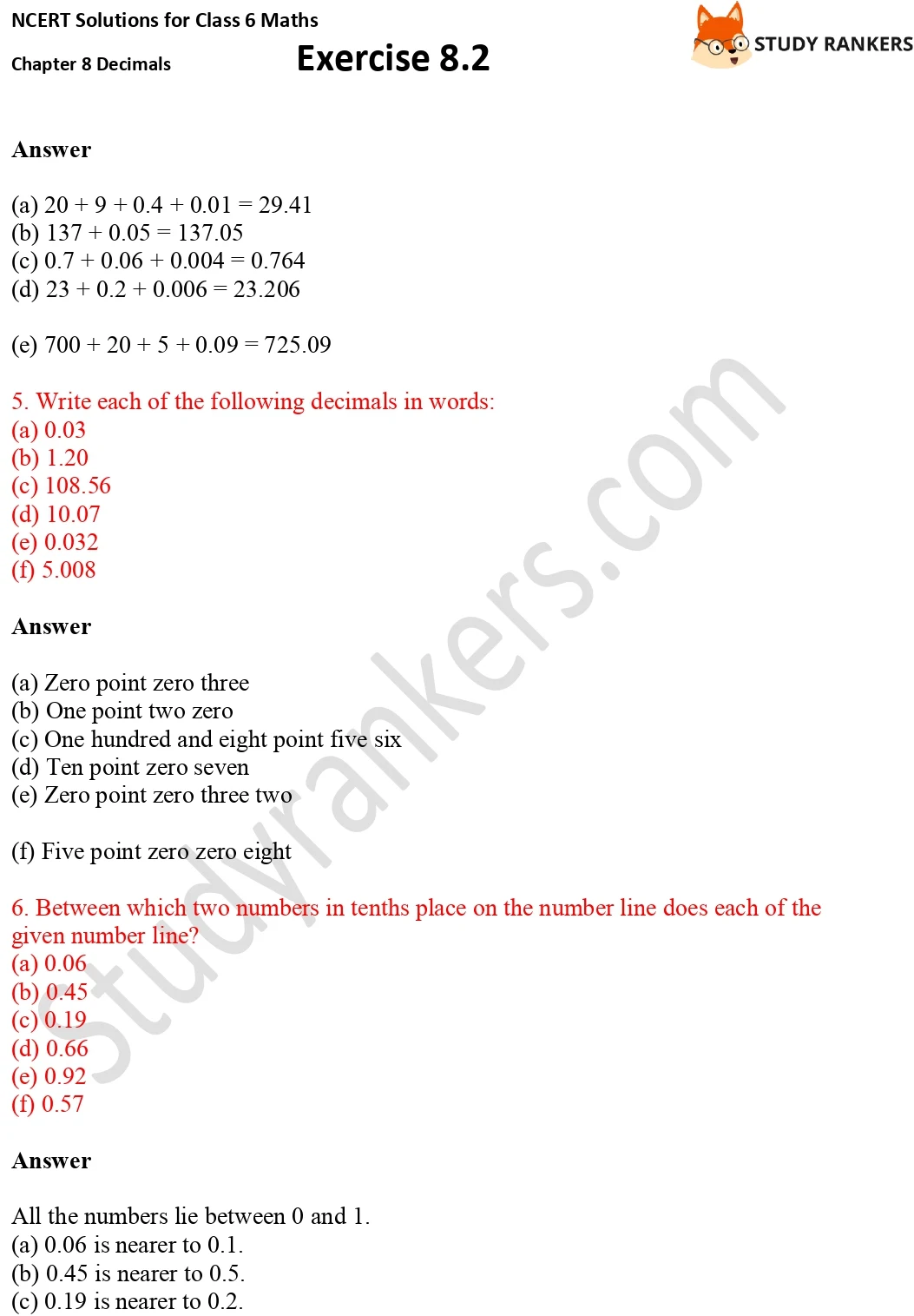 NCERT Solutions for Class 6 Maths Chapter 8 Decimals Exercise 8.2 Part 3