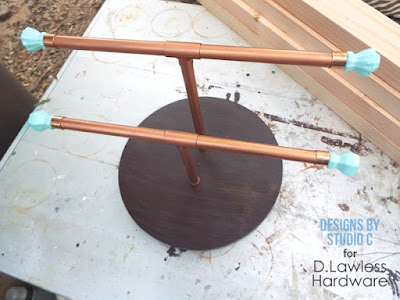 copper pipe lazy susan jewelry holder