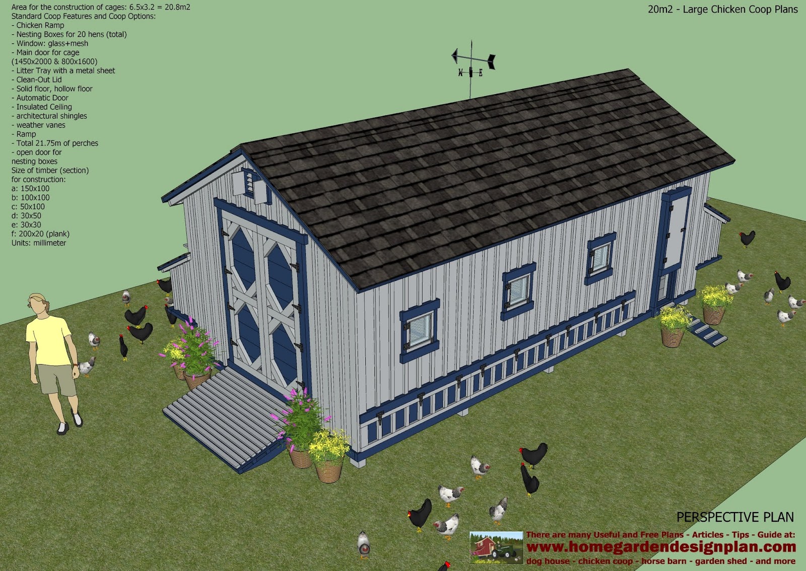 L310 - Large chicken coop plans - Chicken coop design - How to build a ...