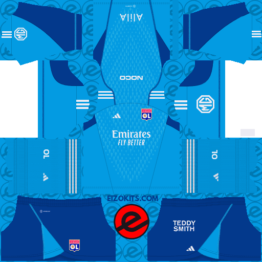 Olympique Lyonnais (OL) 2023-2024 Kits Released By Adidas - Dream League Soccer Kits (Goalkeeper Away)