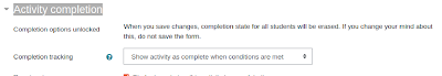 setting Moodle Activity  completion