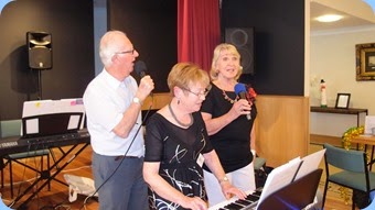 Our singing trio, Peter Jackson, Diane Lyons and Margaret Black. Photo courtesy of Dennis Lyons.