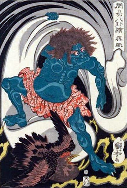 Kuniyoshi. Fûten. Wind god.