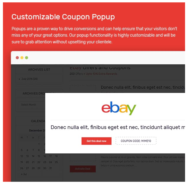 Pop up Coupon Wordpress Theme