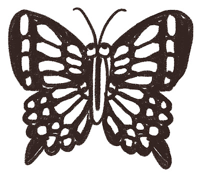 アゲハチョウのイラスト（虫） モノクロ線画