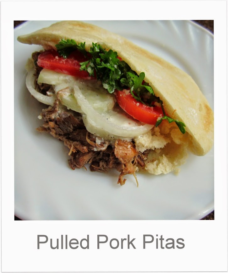 A recipe for pulled pork pita sandwiches.  Like a Gyro only easier.