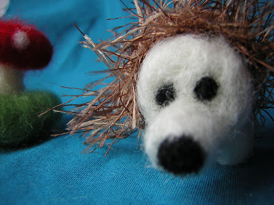 hedgehog closeup and toadstool