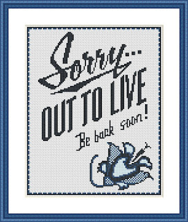 Out to live Funny simple cross stitch pattern - Tango Stitch