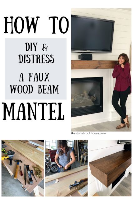 How To DIY & Distress A Faux Wood Beam Mantel